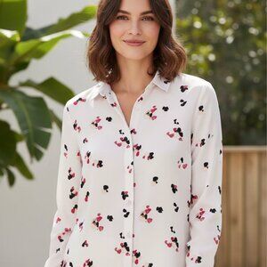 H&M Floral Print Blouse – Size 6 – Long Sleeve Button-Up